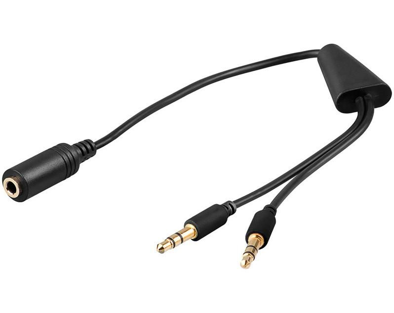 Image of Microconnect AUDAL audio cable 0.4 m 2 x 3.5mm 3.5mm Black