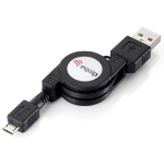 Equip USB 2.0 Type A to Micro-B Retractable Cable, 1.0m , Black