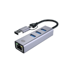 Conceptronic ABBY25G USB-C to Gigabit Network Adapter with 3-Port USB Hub