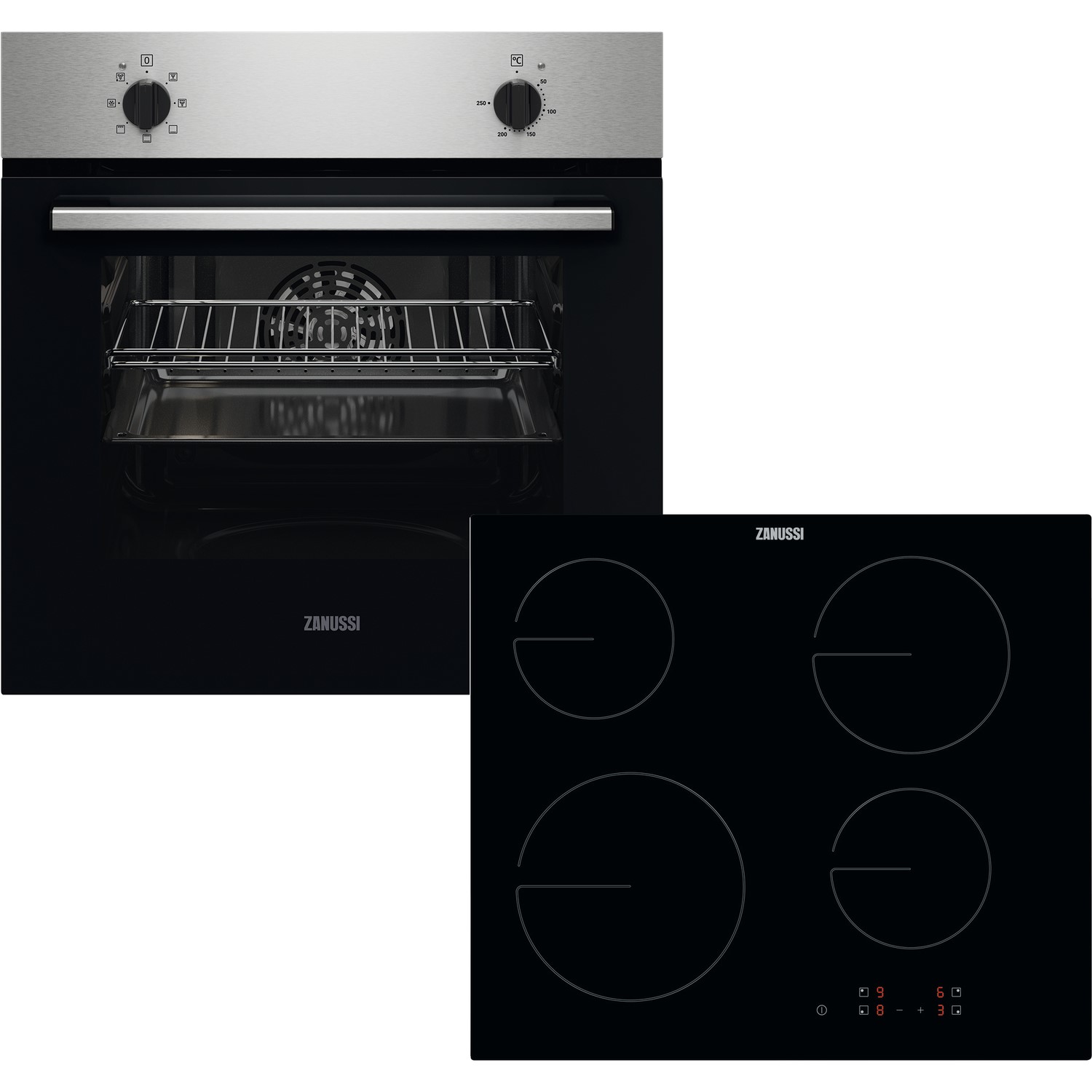Photos - Other for Computer Zanussi Ceramic Hob And Electric Built-in Single Oven Pack - Stainless ZPV 