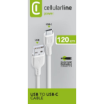 Cellularline Power Cable 120cm - USB-A USB-C cable for recharging and transferring data