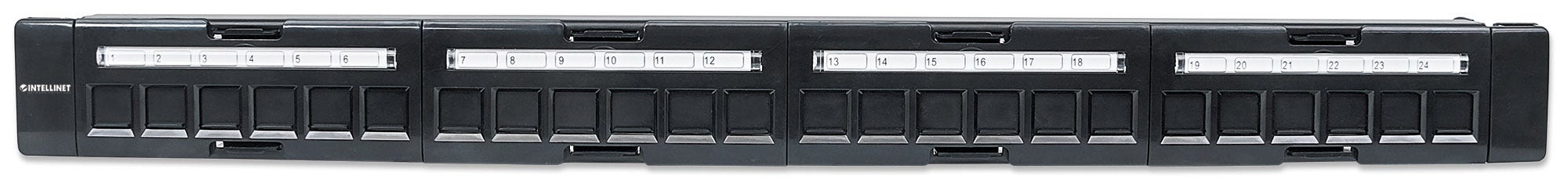 Intellinet Patch Panel, Blank, 1U, 24-Port, Black