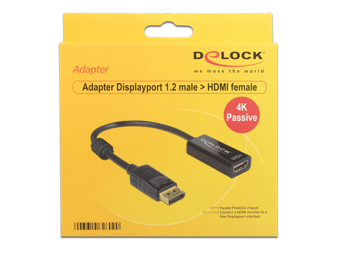 Image of DeLOCK 62609 video cable adapter 0.2 m DisplayPort HDMI Black