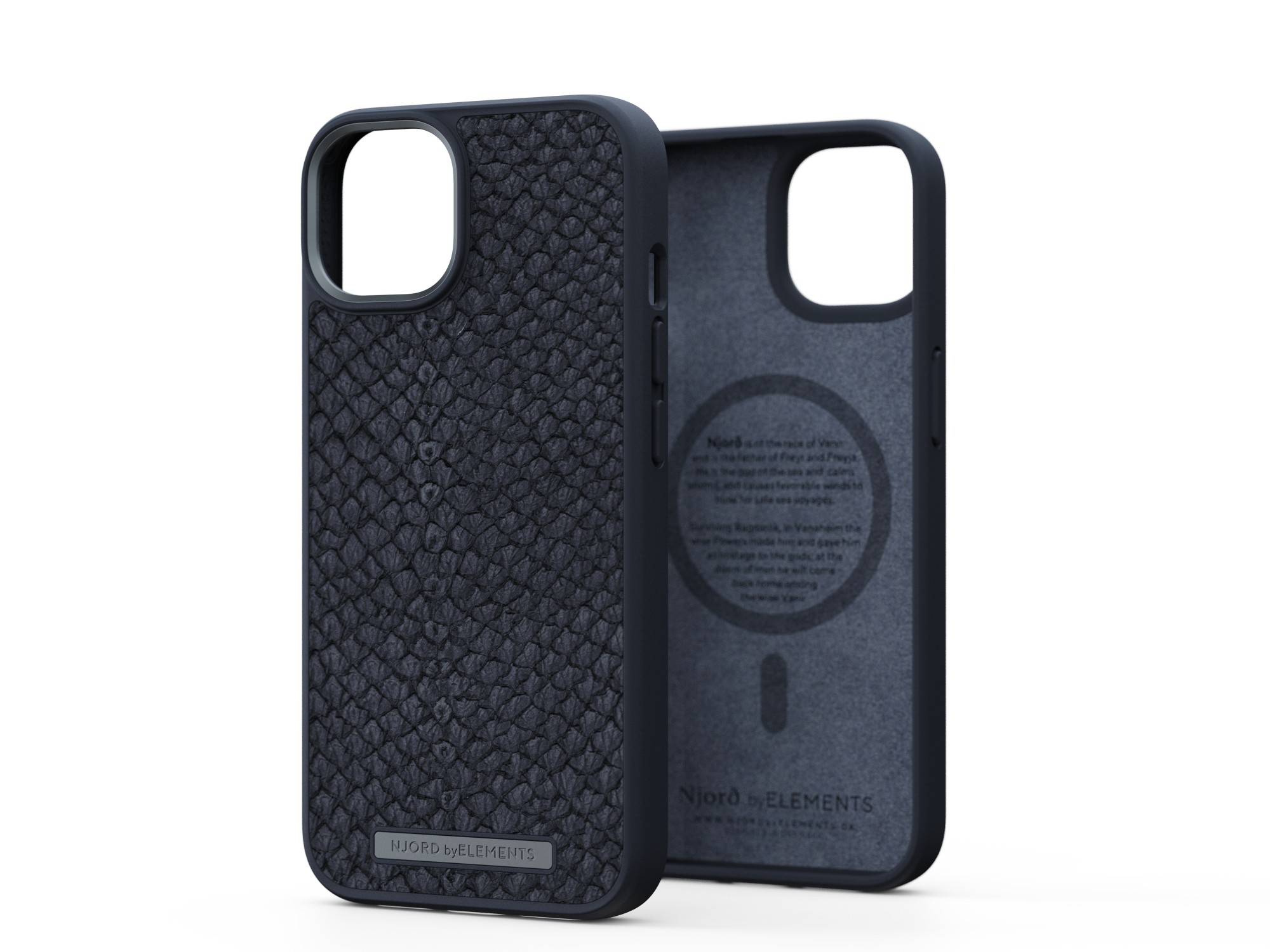 Photos - Case Njord byELEMENTS Salmon Leather Magsafe  - iPhone 14 - Black NA41SL00