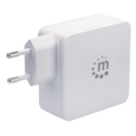Manhattan Wall/Power Charger (Euro 2-pin), USB-C and USB-A ports, USB-C Output: 45W / 3A, USB-A Output: 2.4A, White, Three Year Warranty, Box