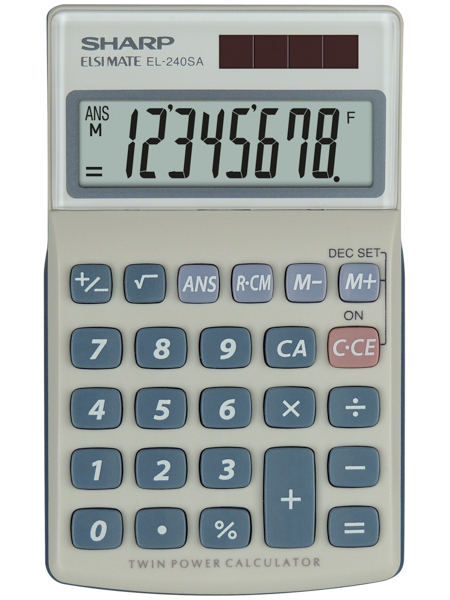 Image of Sharp EL-240SA calculator Pocket Basic Blue, Grey