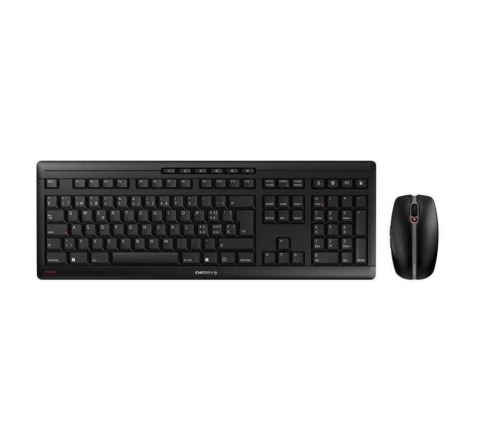 CHERRY Stream Desktop Recharge keyboard Mouse included Universal RF Wireless QWERTZ Swiss Black