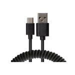 Maplin USB-A to Micro USB-B Coiled Curly Cable Extending to 1.0m Black