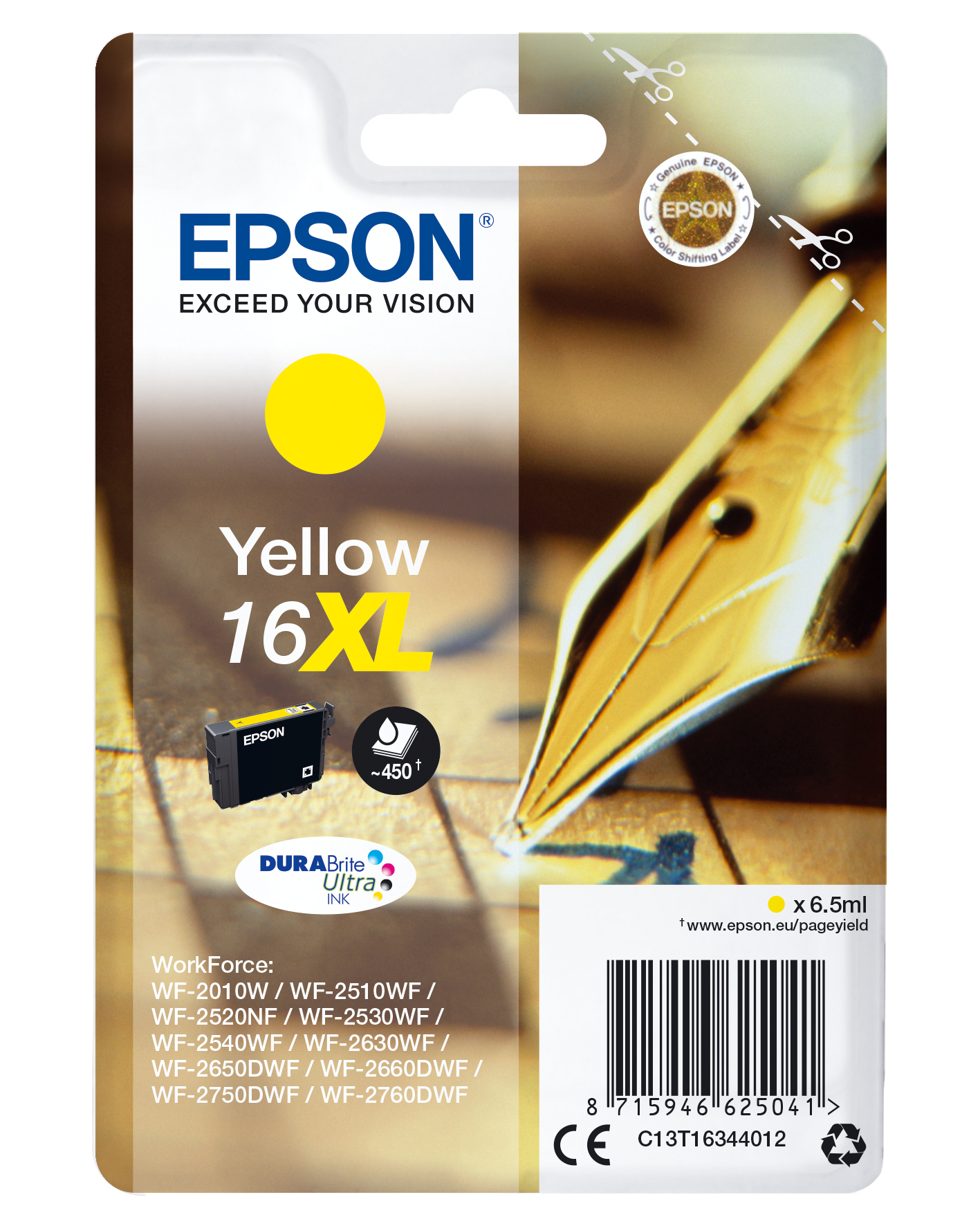 Image of Epson C13T16344012/16XL Ink cartridge yellow high-capacity XL, 450...
