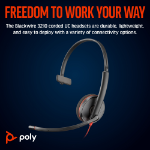 POLY Blackwire 3210 Monaural USB-C Headset +USB-C/A Adapter