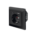 LogiLink Wall outlet 1 socket+ 1-port USB-A + 1port USB-C charger, black