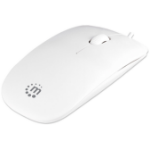 Manhattan Silhouette Sculpted USB Wired Mouse, White, 1000dpi, USB-A, Optical, Lightweight, Flat, Three Button with Scroll Wheel, Three Year Warranty, Blister