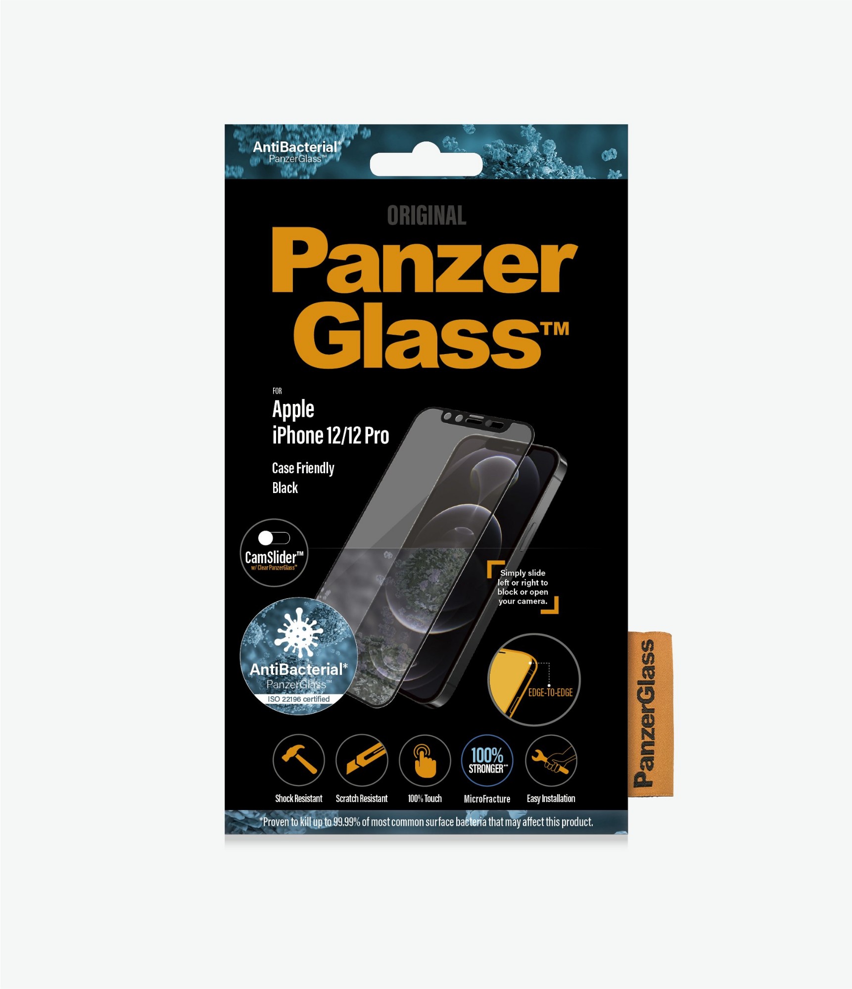 PanzerGlass Apple iPhone 12/12 Pro Edge-to-Edge Camslider Anti-Bacterial