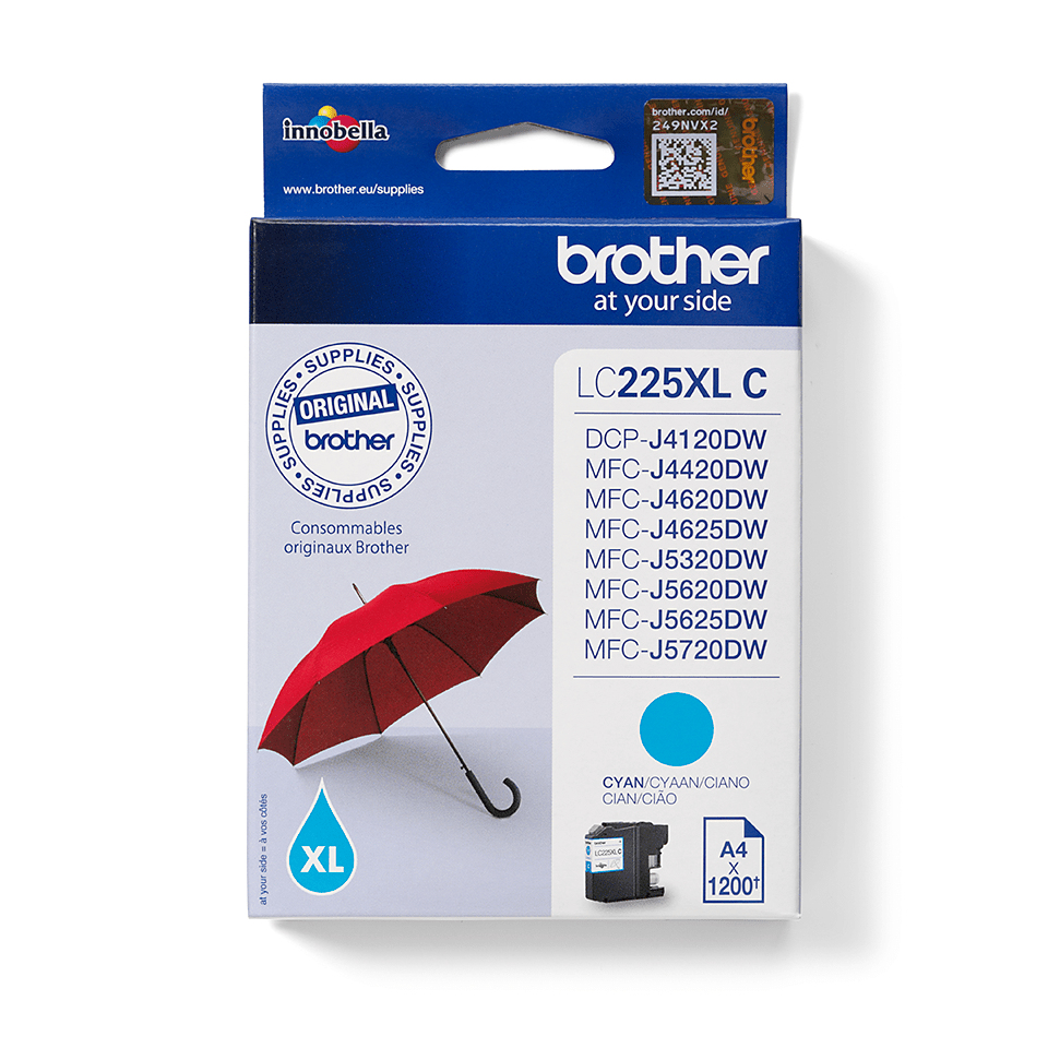 Image of Brother LC-225XLC Ink cartridge cyan, 1.2K pages ISO/IEC 24711...