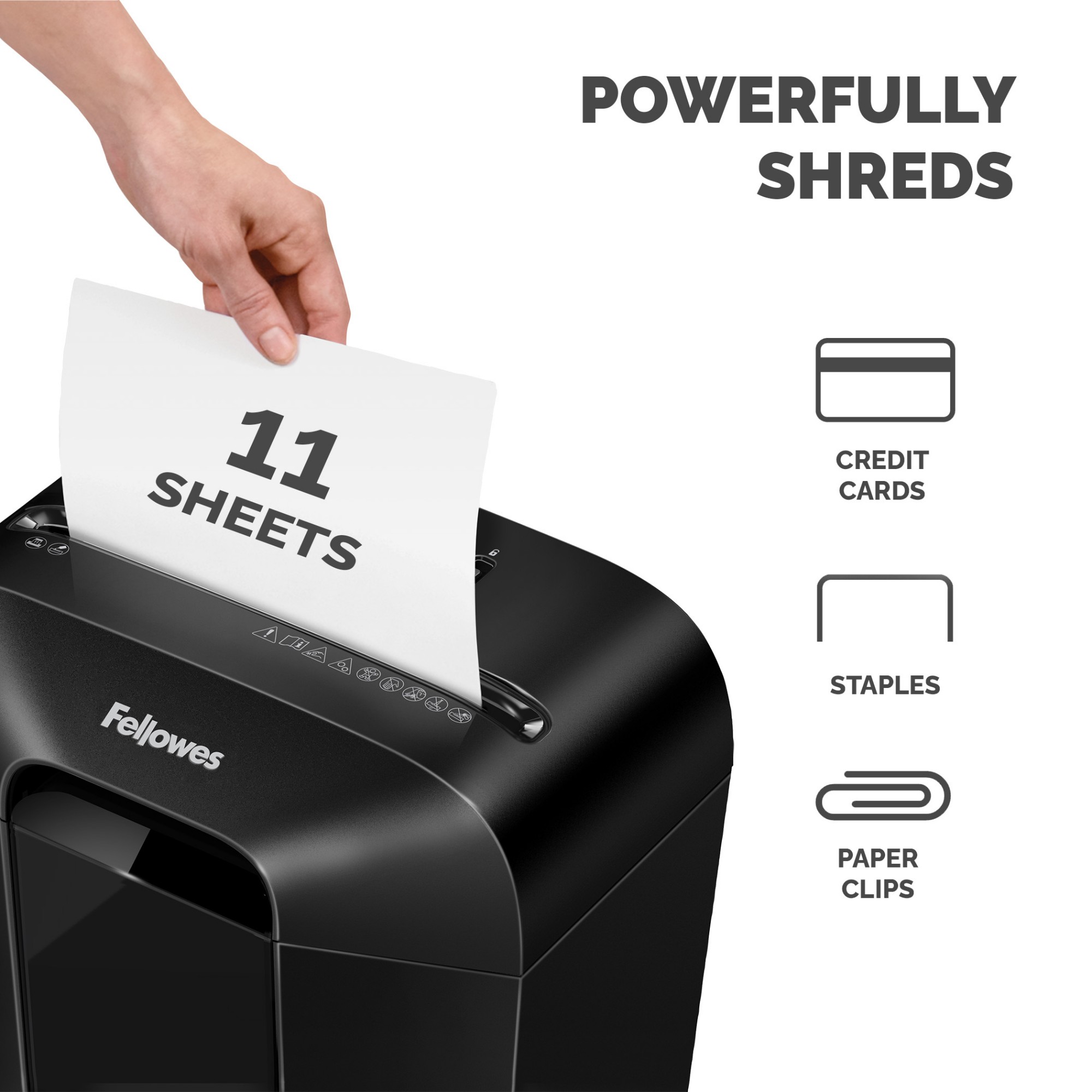 Fellowes LX Series Paper Shredder LX70 11 Sheet Cross Cut Shredder with 18 Litre Bin High Security P4 Black