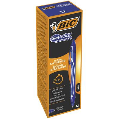 Image of BIC Gel-ocity Quick Dry Blue Clip-on retractable ballpoint pen...