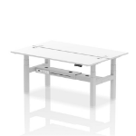 Dynamic Air Back-to-Back W1800 x D600mm Height Adjustable Sit Stand 2 Person Bench Desk With Cable Ports White Finish Silver Frame - HA02534 DD