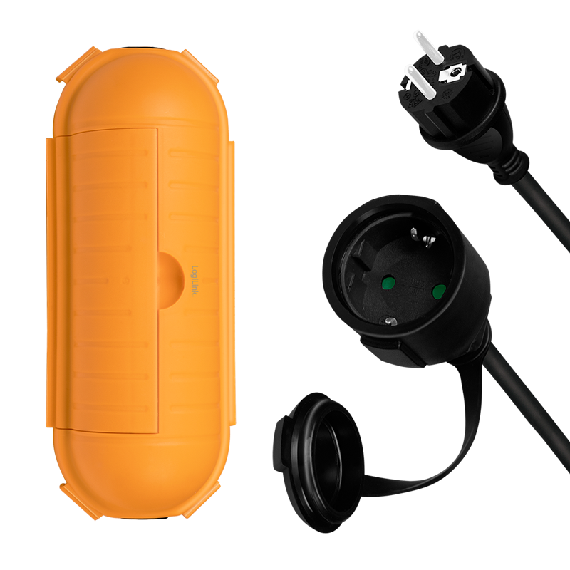 LogiLink Power cord set, CEE7/7 to CEE 7/3 + protection box, 3 m