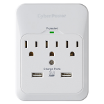 CyberPower CSP300WUR1 surge protector White 3 AC outlet(s) 125 V