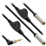 InLine Slim Audio Y-Cable 3.5mm M / 2x F, with volume control 0.25m