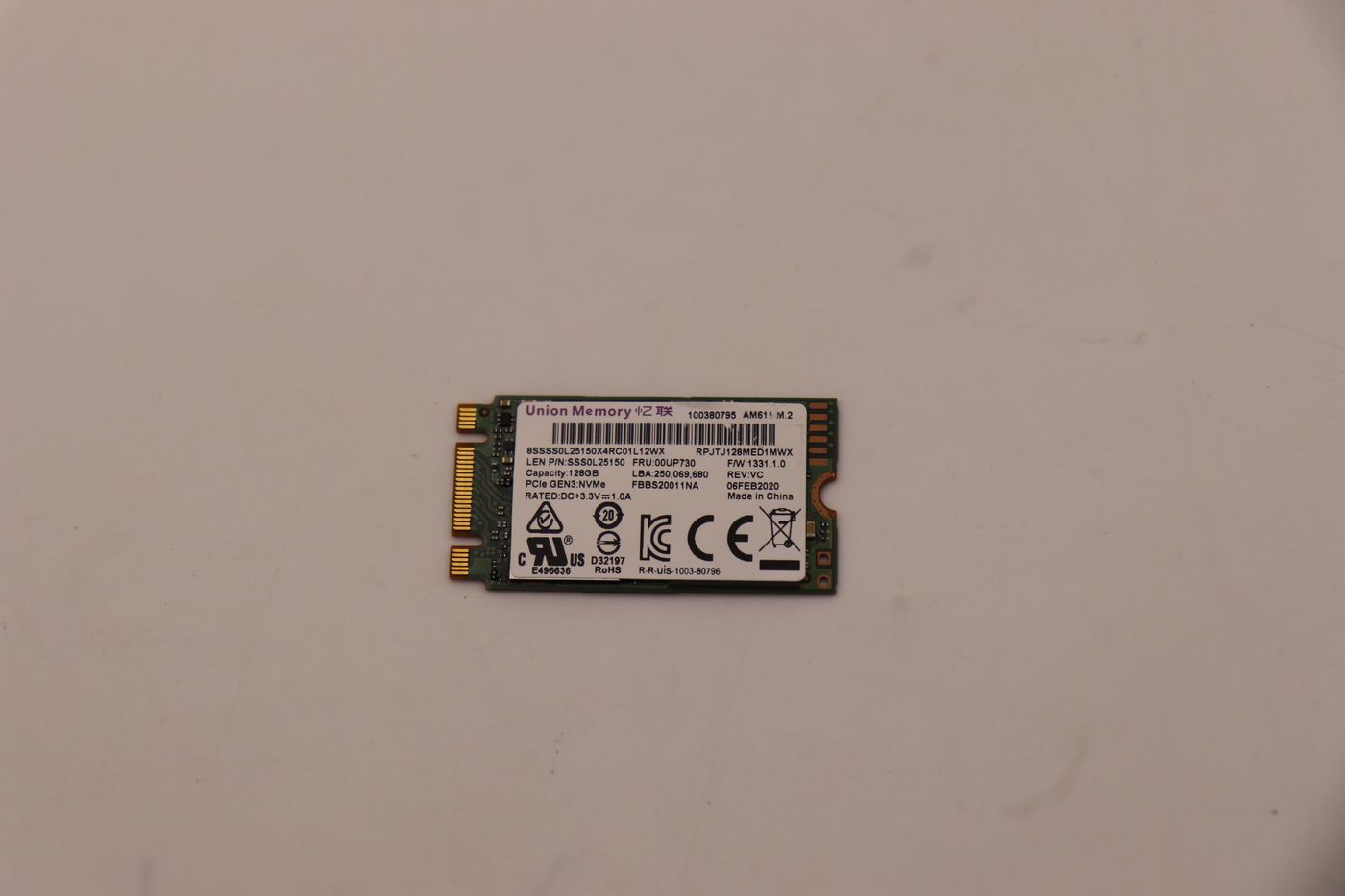 Image of Lenovo PCIe NVMe SSD 128GB M.2 2242 FRU SSD M.2 2242 128GB UMIS -...