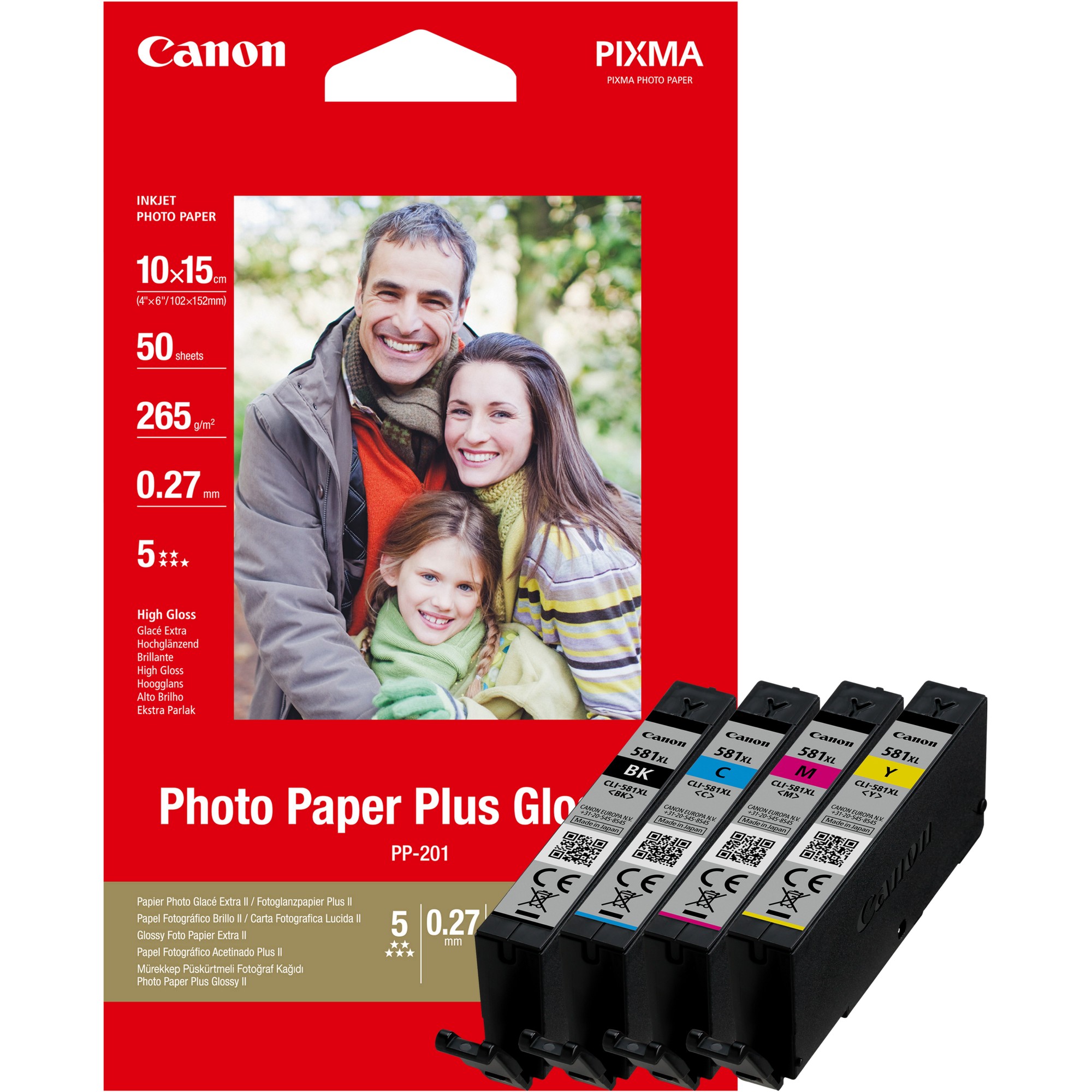 Canon CLI-581XL High Yield Photo Black/Cyan/Magenta/Yellow Ink Cartridge Multipack