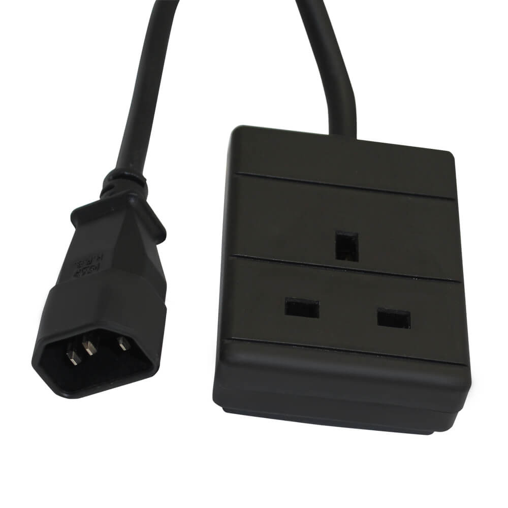 Videk C14 Plug to UK Mains Socket 0.5m - Black