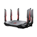 MSI RADIX AXE6600 WIFI 6E TRI-BAND - Wi-Fi 6 (802.11ax) - Dual-band (2.4 GHz / 5 GHz) - Ethernet LAN - Black - Red - Tabletop router