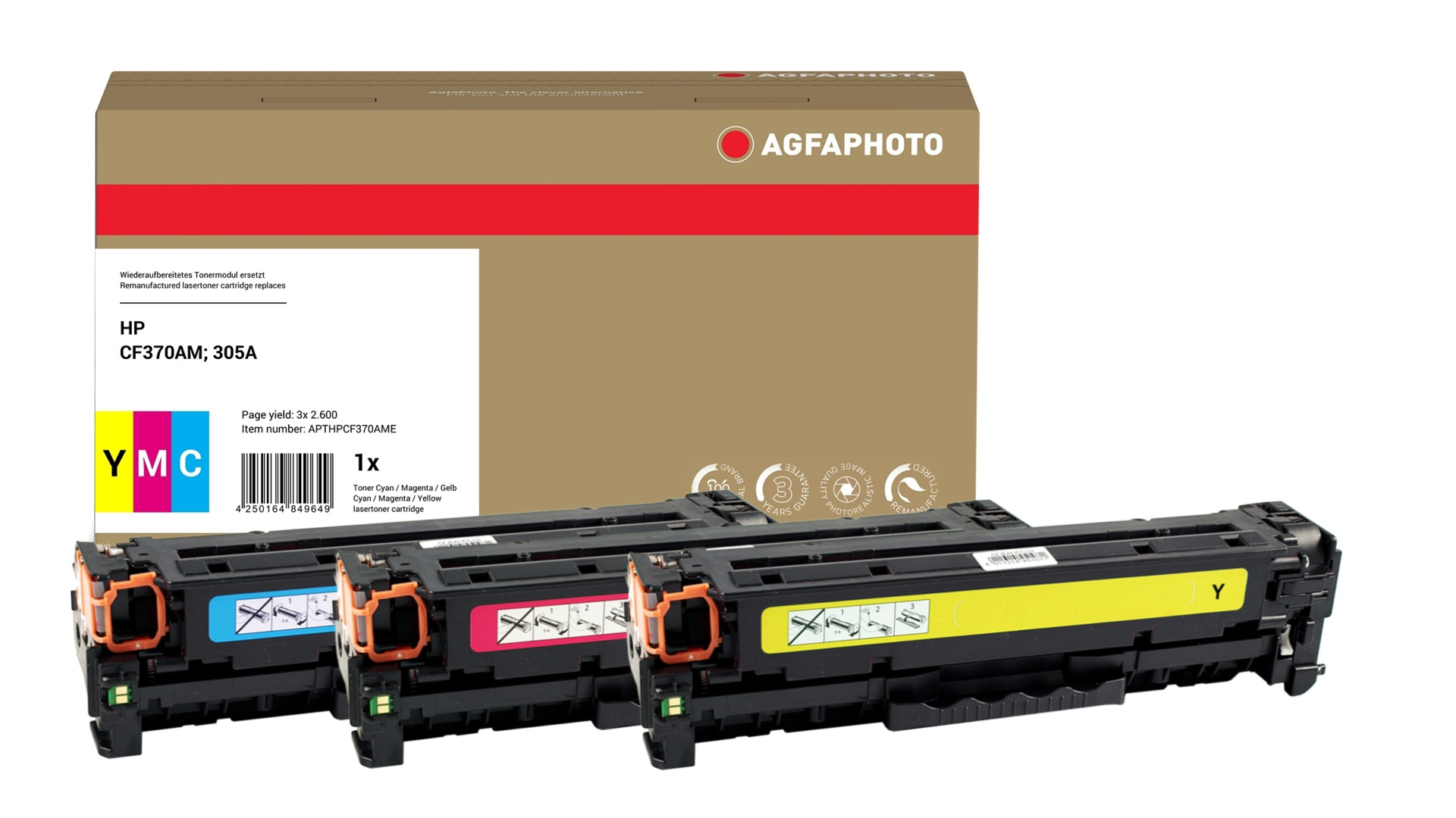 AgfaPhoto Compatible Toner Cartridge Multipack. Cyan/Magenta/Yellow. R