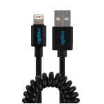 Maplin Lightning Connector to USB-A Coiled Curly Cable Black - 0.5m