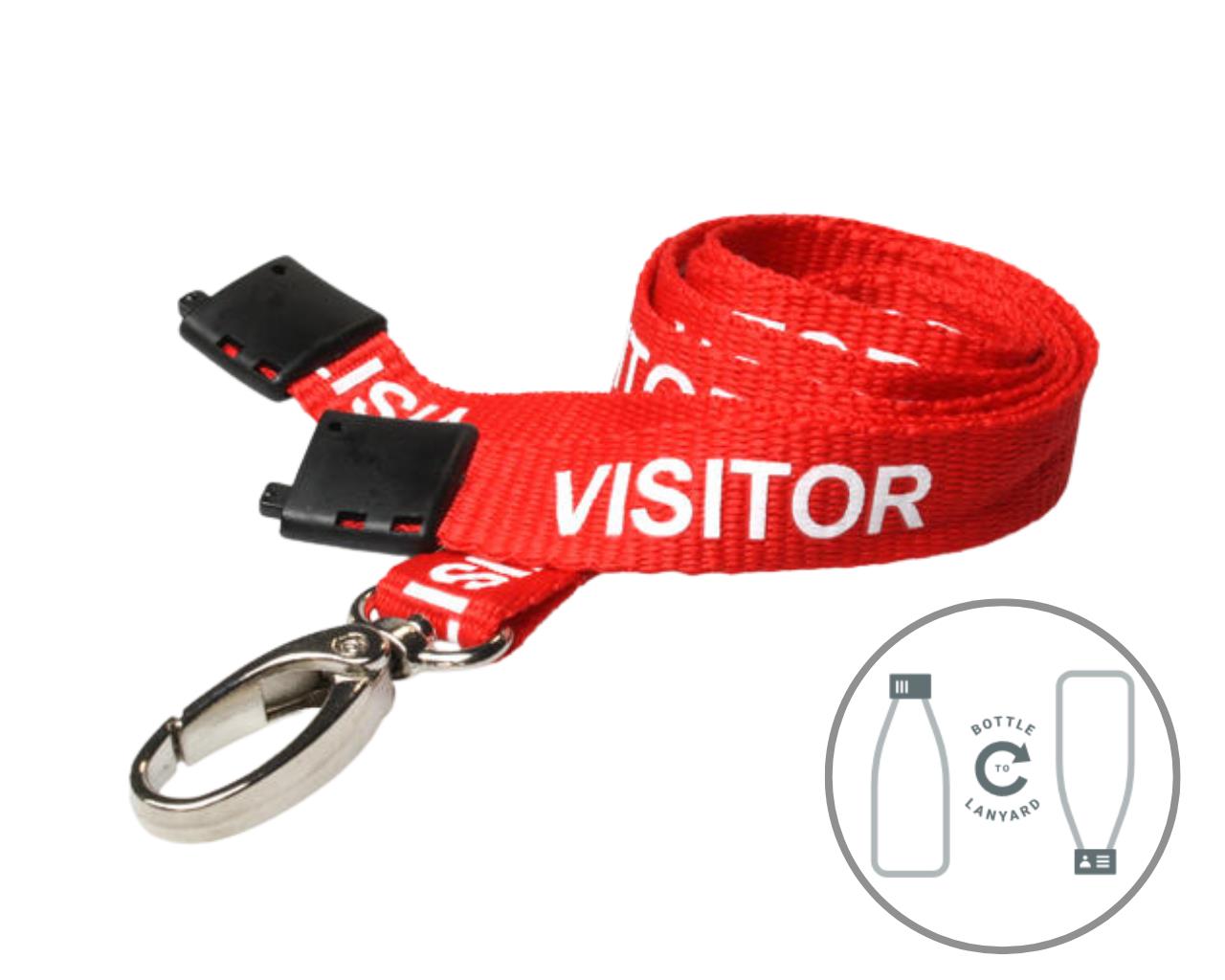 Image of Digital ID 15mm Recycled Red Visitor Lanyards with Breakaway and...