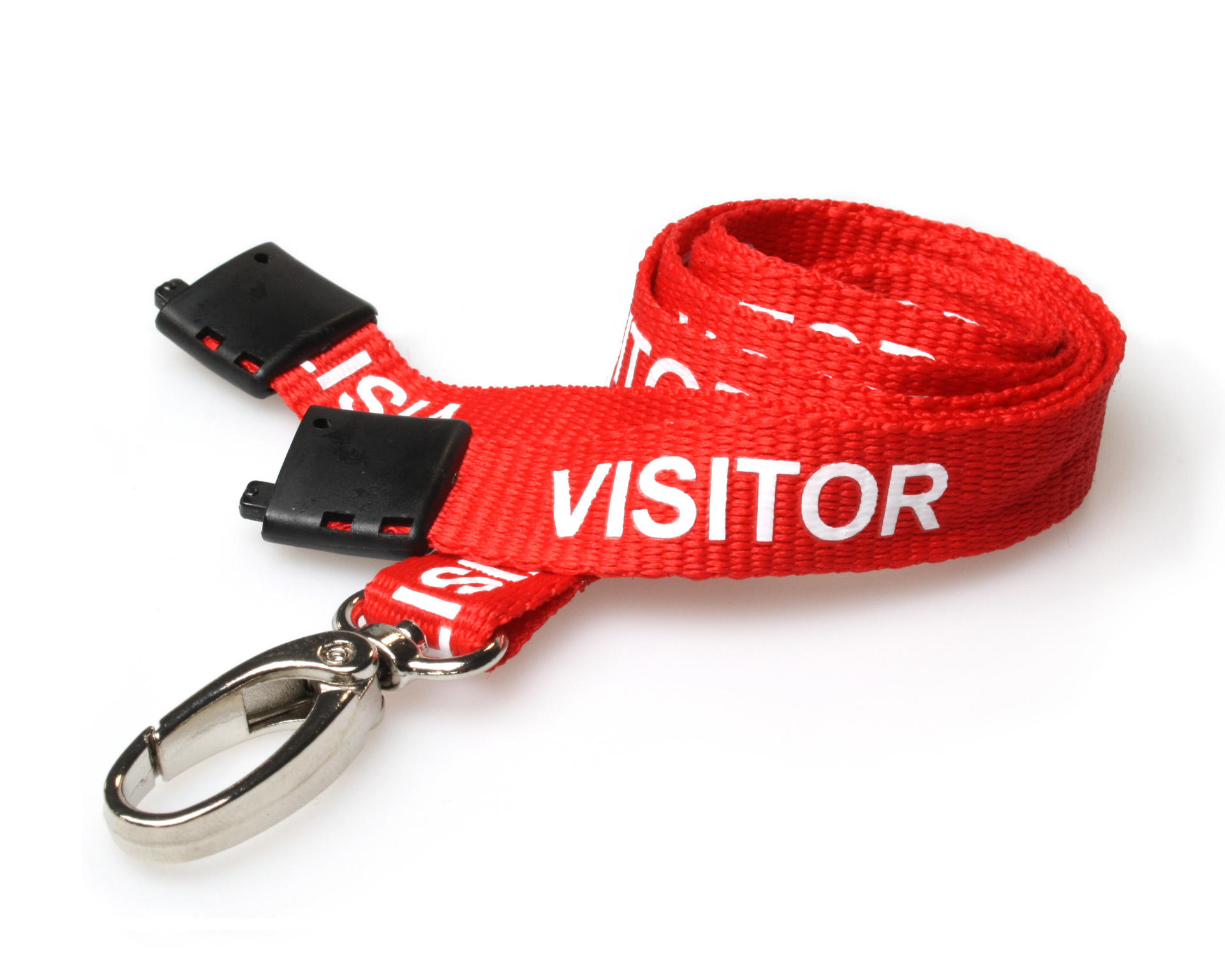 Digital ID 15mm Recycled Red Visitor Lanyards with Breakaway and Metal