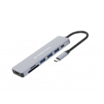 LevelOne Conceptronic DONN19G 7-in-1 USB 3.2 Gen 1 Docking Station; HDMI; USB-A 3.0 x 3; SD; TF/MicroSD; 100W USB PD