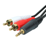 Cablenet 20m Audio 3.5mm Stereo Plug - 2 x RCA Plug Black PVC Cable