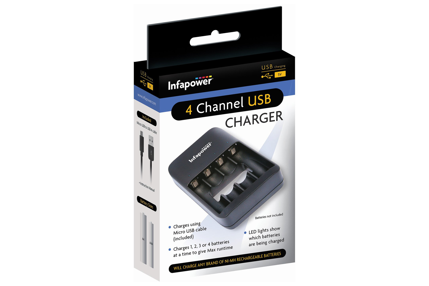 INFAPOWER USB 4x AA/AAA Battery Charger