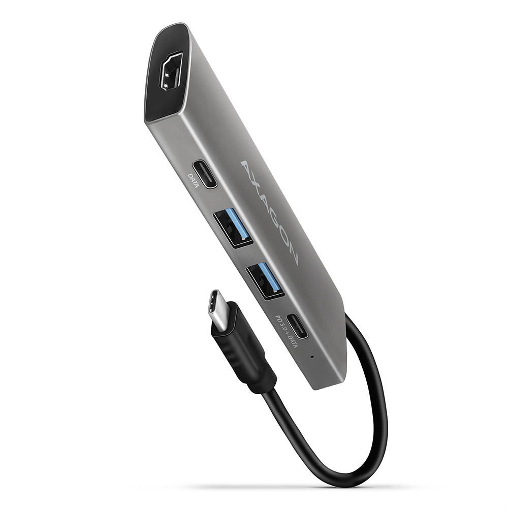 Axagon HMC-5G2 USB 10Gbps hub. 2x USB-A. 2x USB-C. HDMI 4k/60Hz. PD 10