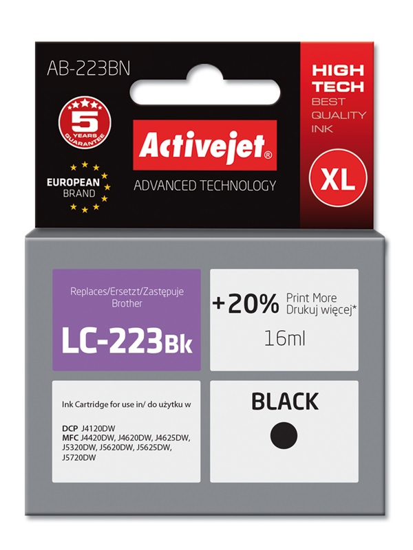 Activejet AB-223BN ink (replacement for Brother LC223Bk; Supreme; 16 ml; black)