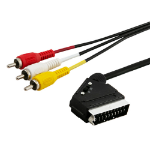 Savio CL-133 SCART cable 2 m SCART (21-pin) 3 x RCA Multicolour