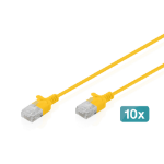 Digitus CAT 6 U-UTP Slim patch cable, 2 m, yellow, 10 pieces