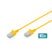 Digitus CAT 6 U-UTP Slim patch cable, 2 m, yellow, 10 pieces
