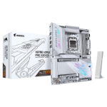 Gigabyte X870E AORUS PRO X3D ICE AMD AM5 Socket Motherboard, ATX, 4x DDR5 Slots, 4x M.2 Sockets, Fitted I/O Shield, 5GbE LAN, Wi-Fi 7, 1x HDMI Port / 2x USB-C (USB4)