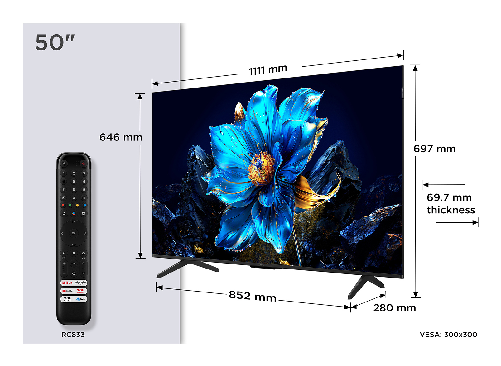 TCL P79K 50P79K TV 127 cm (50") 4K Ultra HD Smart TV Wi-Fi Metallic 430 cd/mÂ²