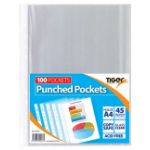 Tiger Multi Punched Pocket Polypropylene A4 45 Micron Top Opening Clear (Pack 100) - 300947