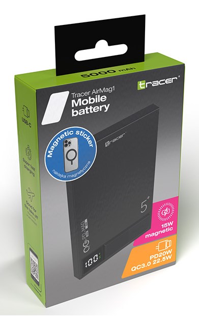 TRC Tracer AirMag1 Lithium Polymer (LiPo) 5000 mAh Wireless charging Black
