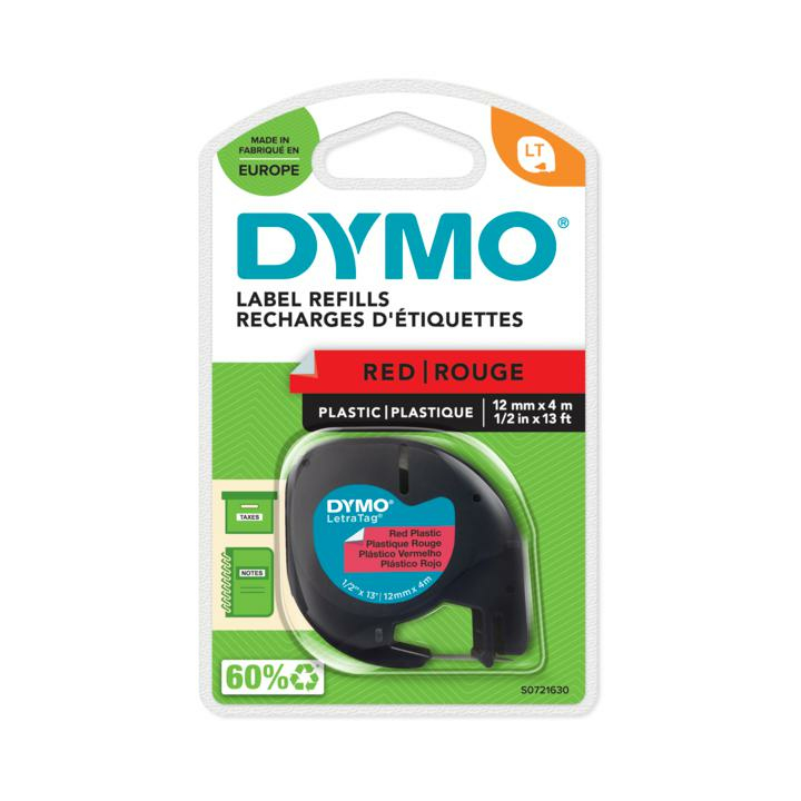 Dymo 91203/S0721630 DirectLabel-etikettes Polyester red 12mm x 4m for Dymo LetraTag