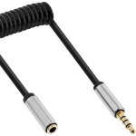 InLine Slim Audio spiral cable 3.5mm male / female, 4-pin, Stereo, 0.5m
