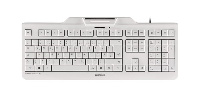 Image of CHERRY KC 1000 SC Corded Smartcard Keyboard, Light Grey, USB...