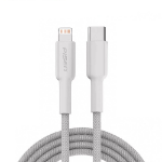 PISEN Braided Lightning to USB-C 20W PD Fast Charge Cable (1M) White - long-lasting performance, hassle-free, Apple iPhone, iPad, MacBook