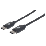 Manhattan USB-C to USB-C Cable, 2m, USB 2.0, 480 Mbps, 3A Fast Charging, Hi-Speed USB, Black, Lifetime Warranty, Equivalent to USB2CC2M