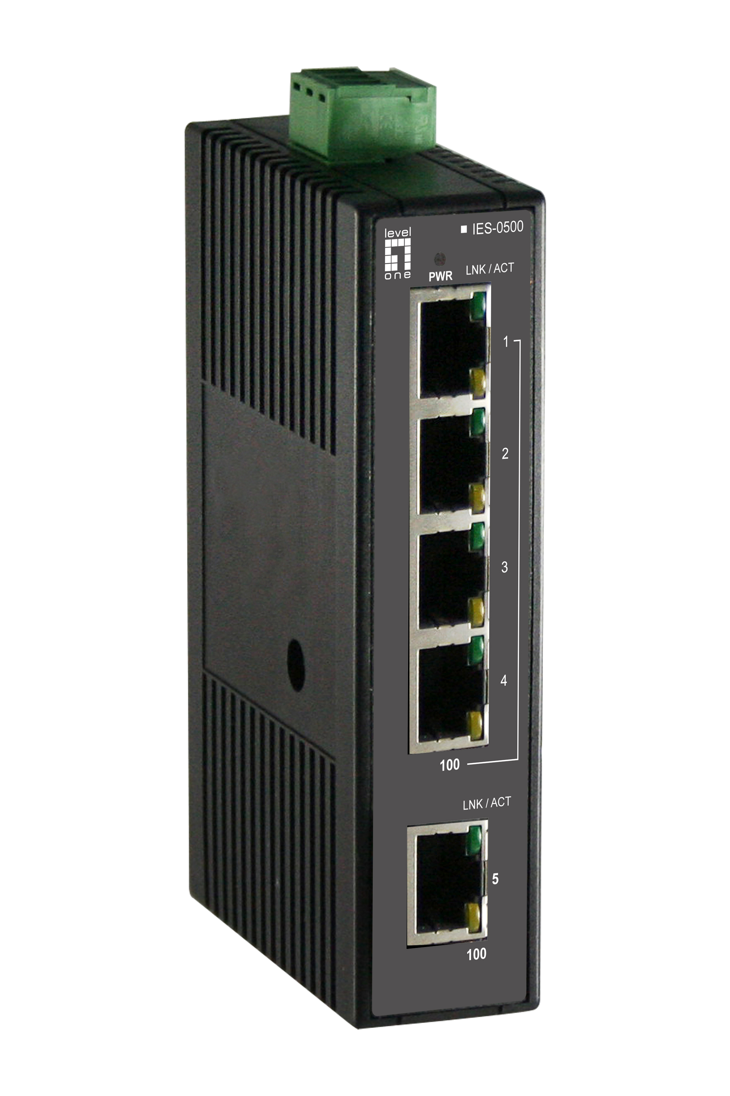 Image of LevelOne 5-Port Fast Ethernet Industrial Switch, DIN-Rail, -20°C...
